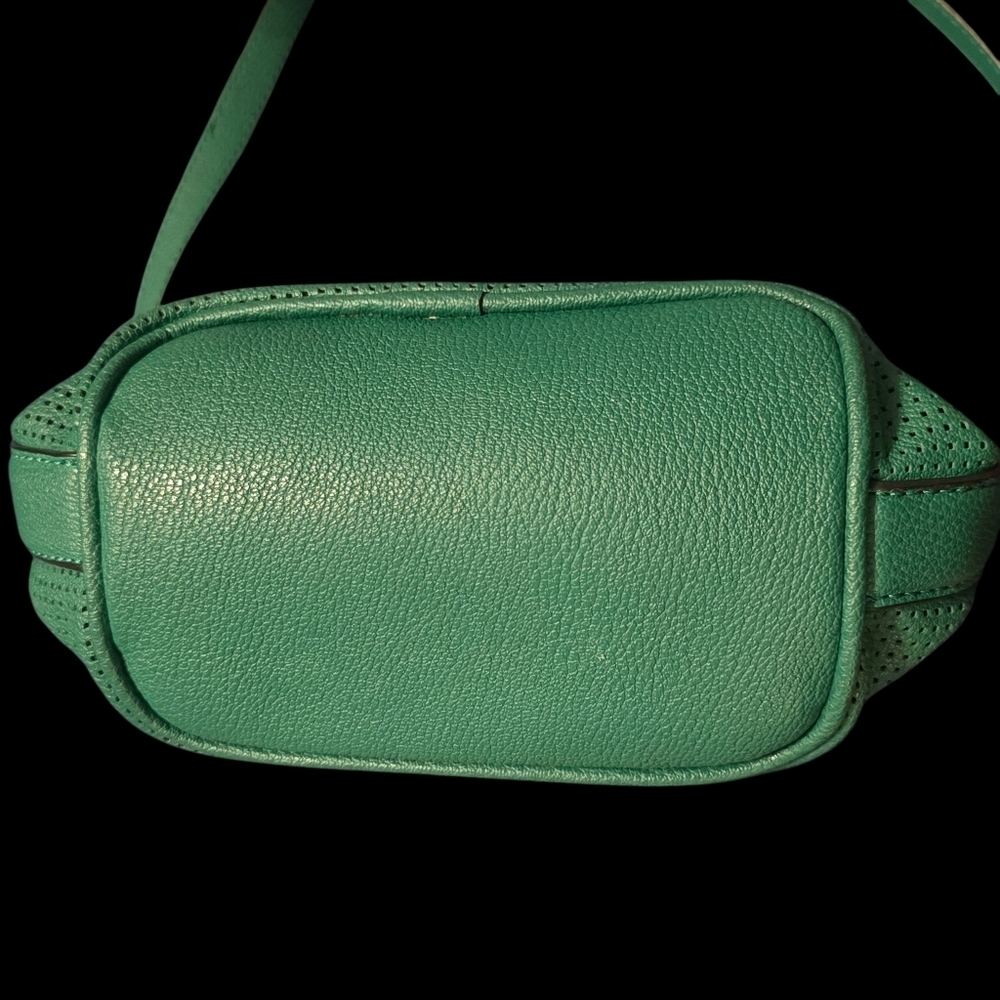 Armani Exchange Perforated Bucket Bag - Emerald Green & Gunmetal - Picture 3 of 9